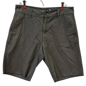 RetroFit Gray Cotton 4 Pocket Stitched Raw Hem Flat Front Shorts Mens 30